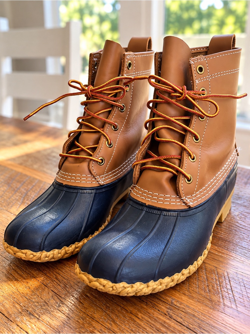 L.L.Bean Bean Boots Women’s 9 Maine Duck Boots NWOT Tan Navy